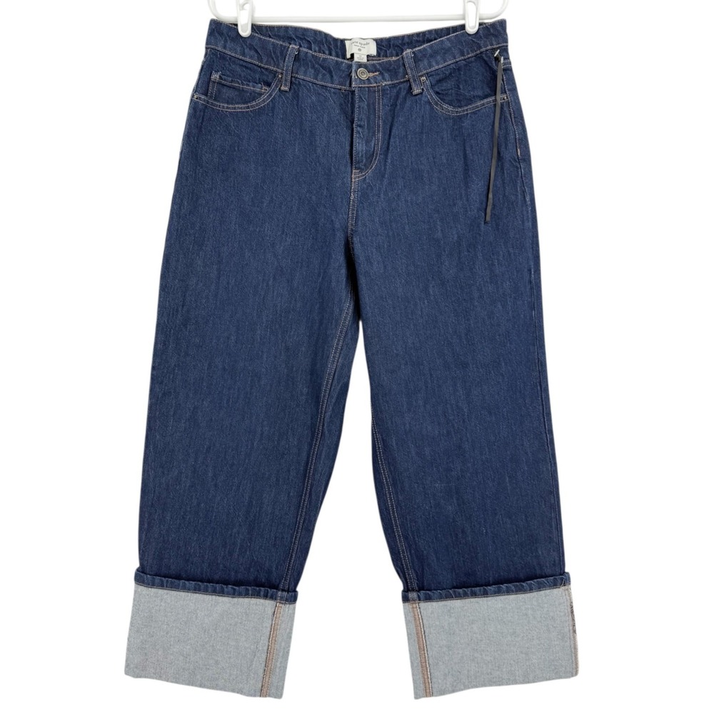 NWOT Kate Spade Target Womens Wide Leg Cuffed High Rise Denim Crop Jeans Size 12